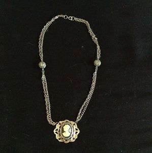 Silver necklace from antique cameo broach