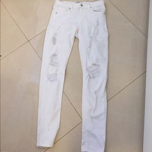 White ripped jeans