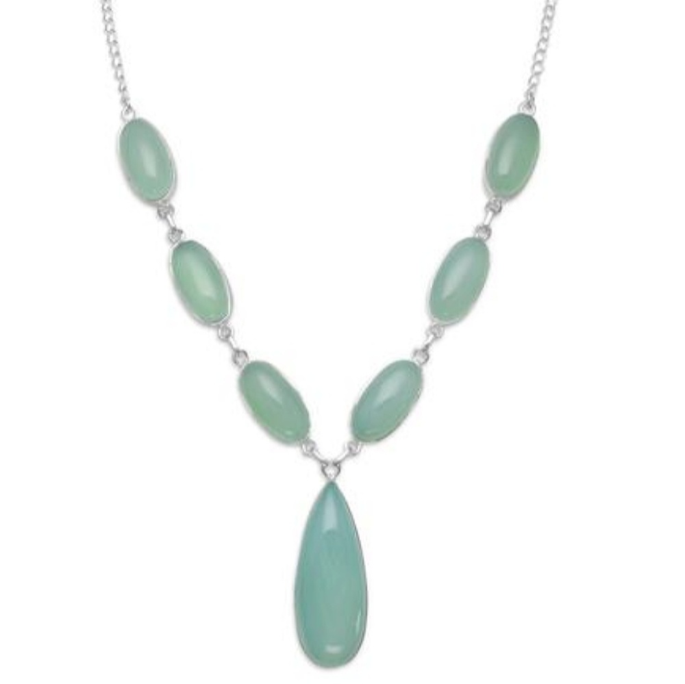GREEN CHALCEDONY STERLING SILVER NECKLACE