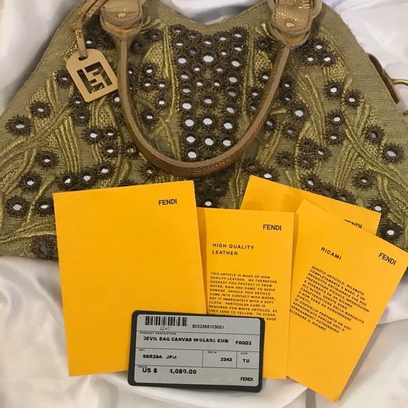 Vintage Fendi Purse Mirrored Gold NWT - Picture 7 of 8