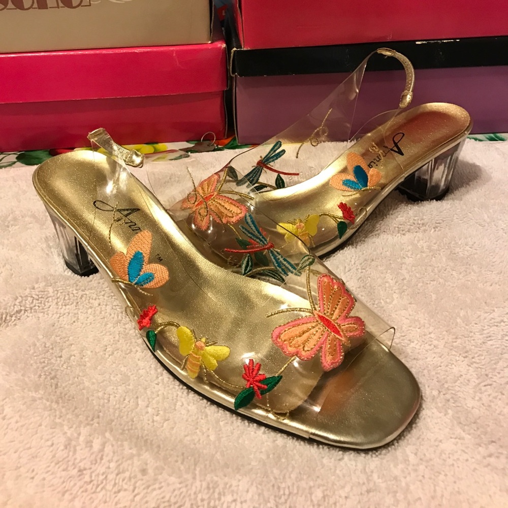 Annie clear butterfly heel