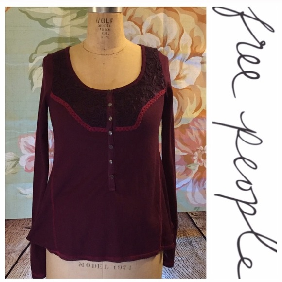 NWOT Free People DIEGO Wine Thermal Henley - Picture 4 of 11