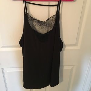 Boohoo black deep v lace tank