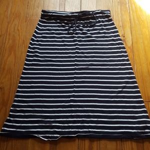 Navy blue and white stripped skirt