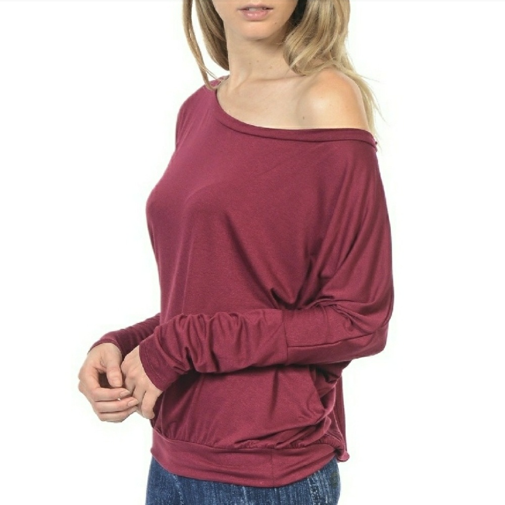 Burgundy Boatneck Top **only 1 left**