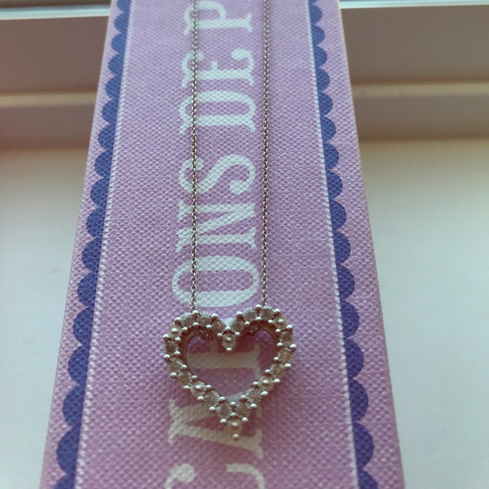 Diamond and silver heart necklace