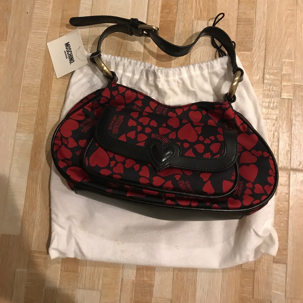 New with tags Black with Red Hearts Moschino