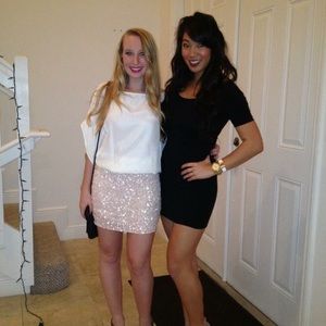 Parker white + pink cocktail dress