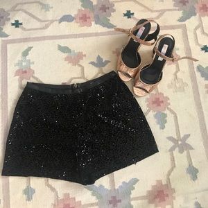 Black velvet sequence winter shorts