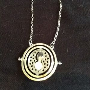 Silver Harry Potter time turner necklace