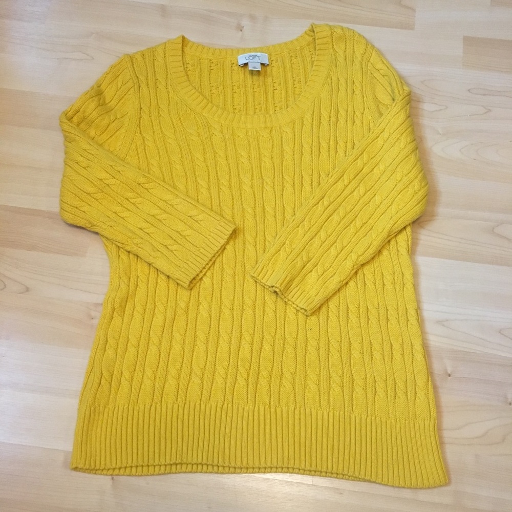 LOFT Yellow Cable Sweater