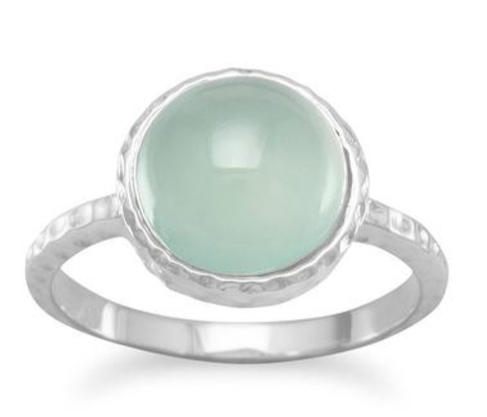 Cabochon Sea Green Chalcedony Ring