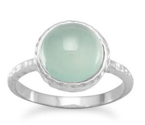 Cabochon Sea Green Chalcedony Ring