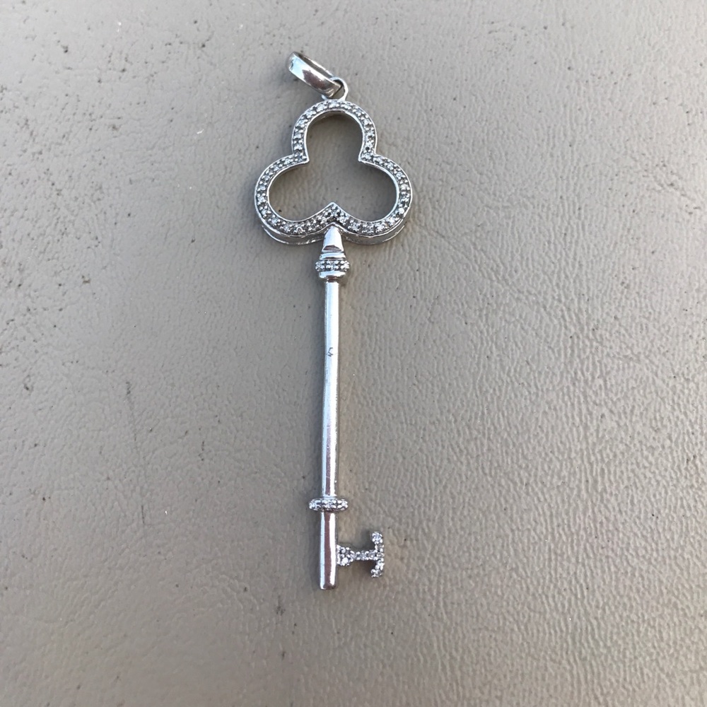 Sterling silver and diamond key pendant