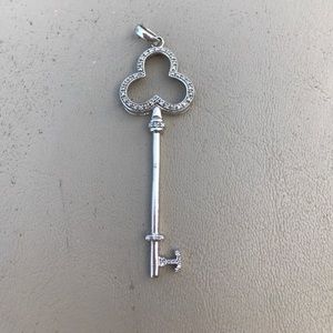 Sterling silver and diamond key pendant