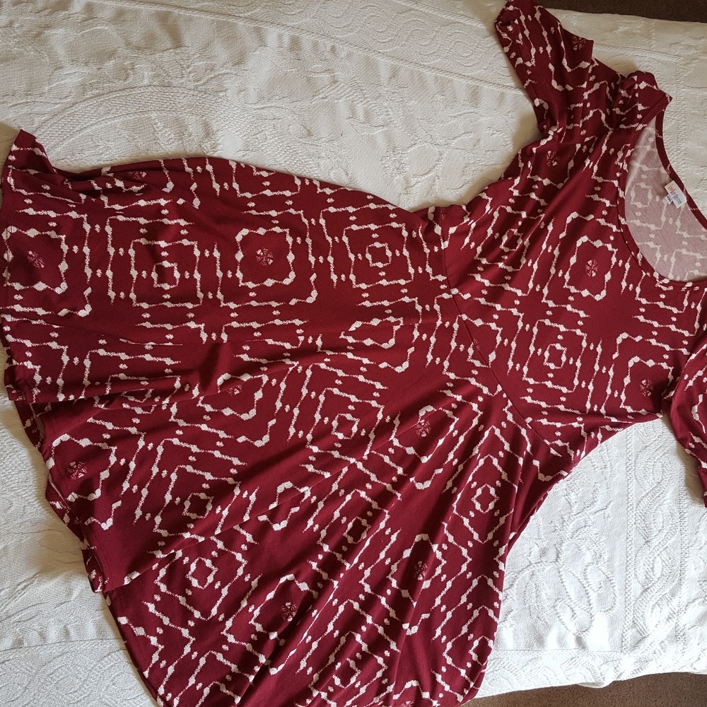 Lularoe Nicole Red and Cream dress