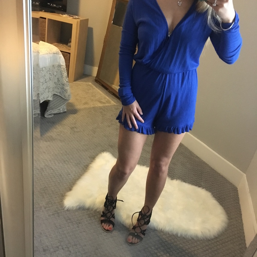 Ruffled Blue Knit Romper