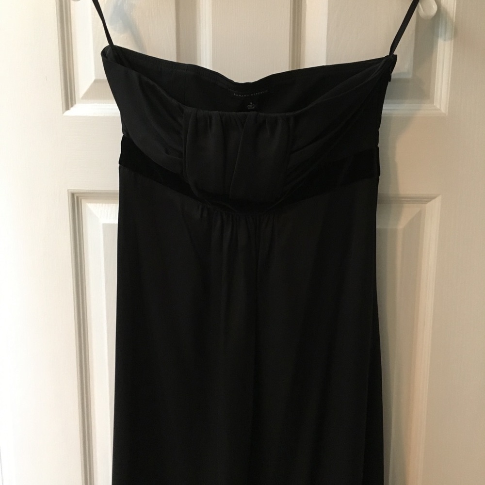 Banana Republic strapless little black satin dress