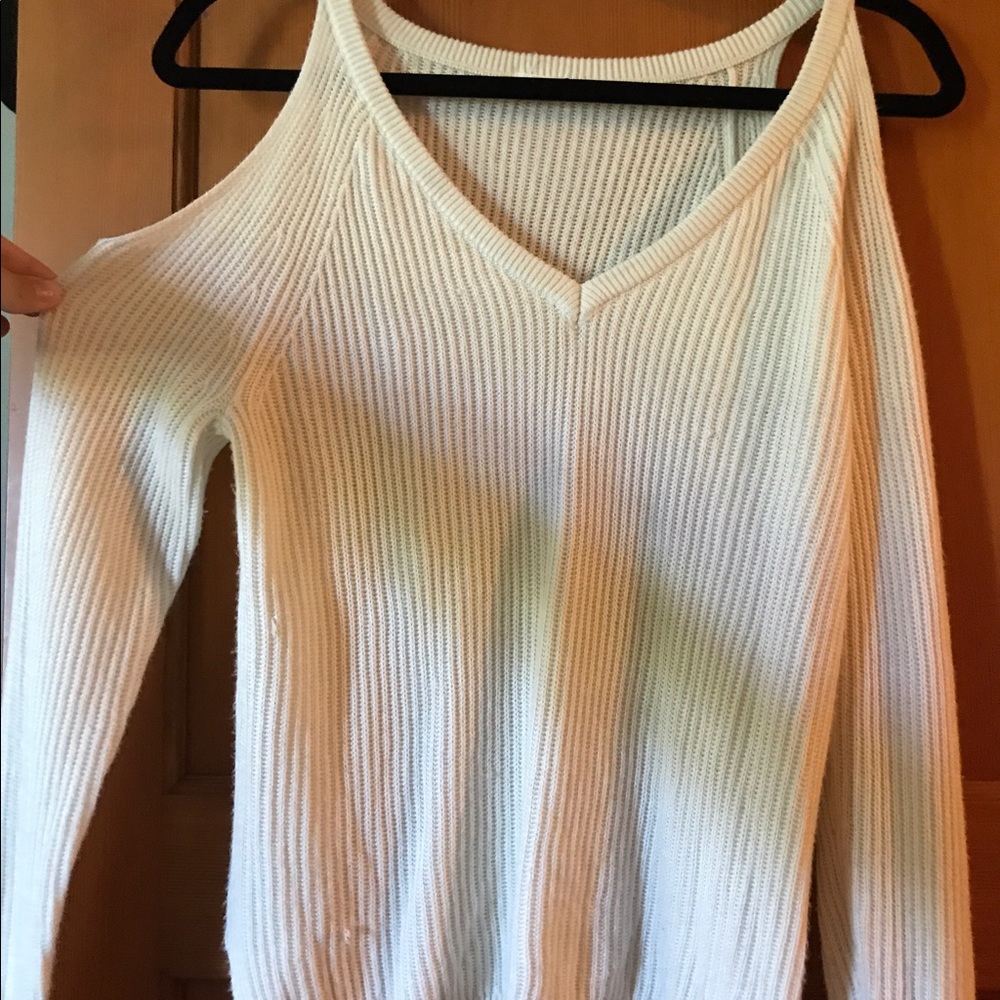 Cream off shoulder Garage sweater