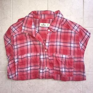 HOLLISTER Pink/Salmon Plaid Button Down Shirt - M