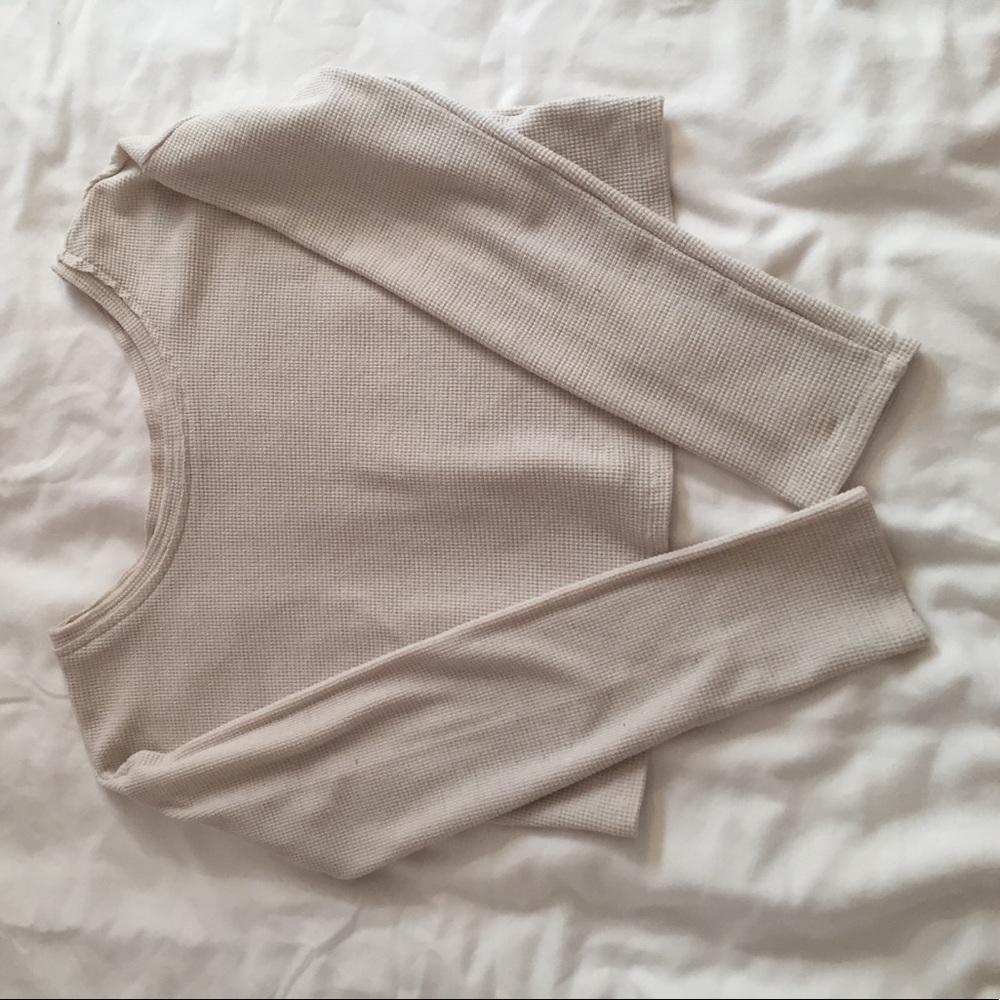 Beige sweater crop top