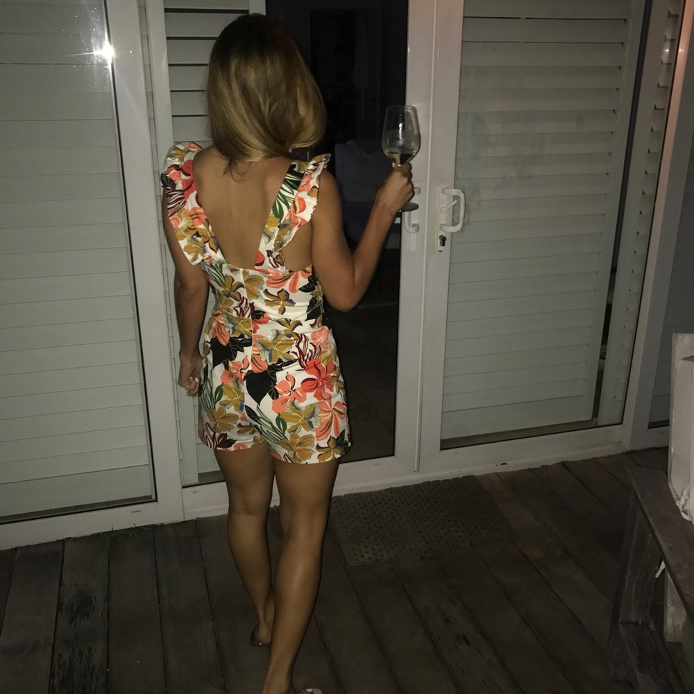 Tropical, ruffled Zara romper/ dress