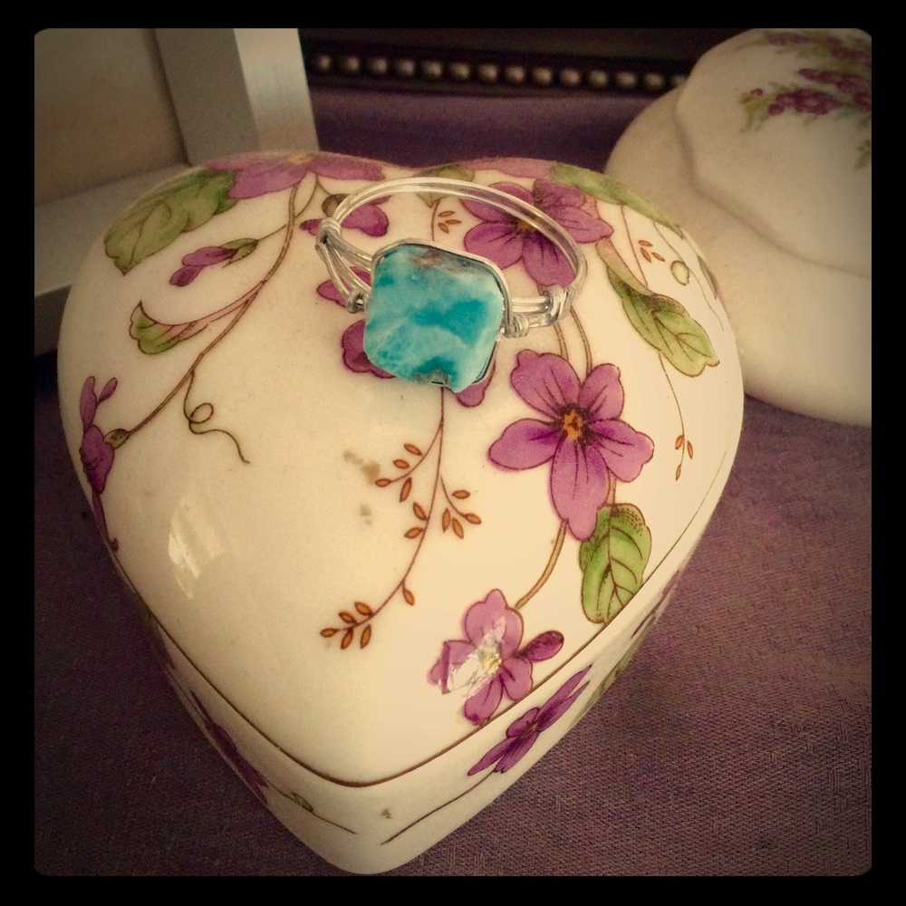 Genuine Caribbean Larimar silver wire wrapped ring