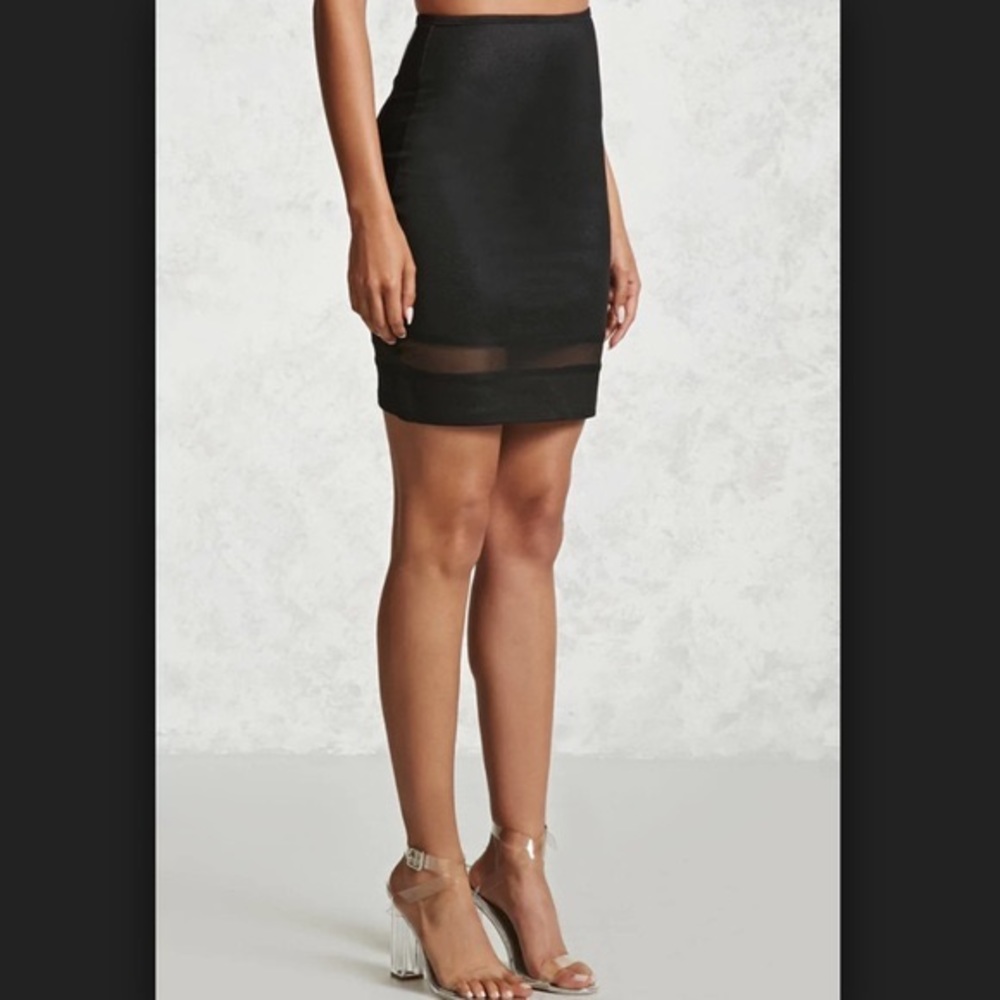 Forever 21 black sexy mesh insert mini skirt
