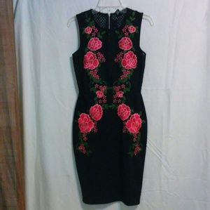 Mesh Floral Embroidered Body Con Dress NWT