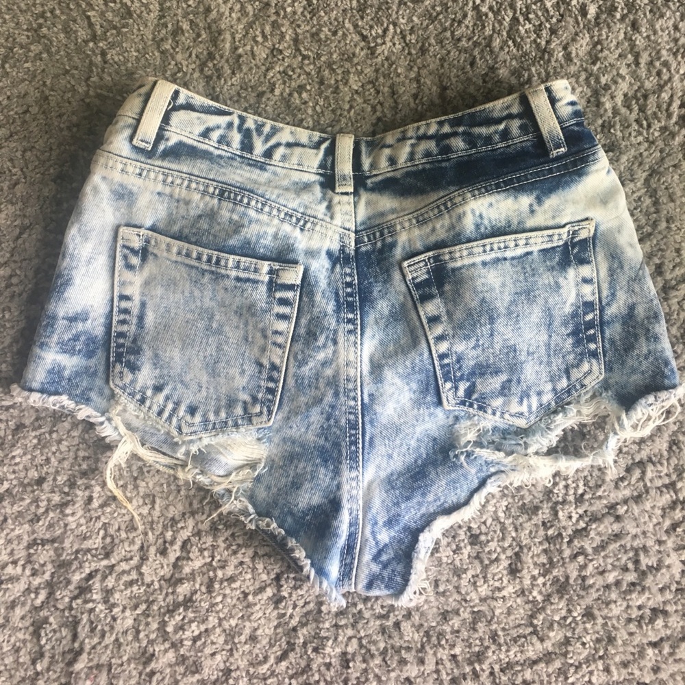 Distressed denim shorts