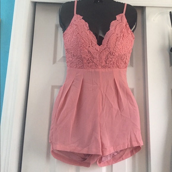 Edge Clothing Dresses & Skirts - Trendy EDGE Pink Lace Romper 🎀