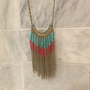 Beaded long pendant necklace