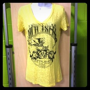 Metal Mulisha Yellow Burnout Vneck