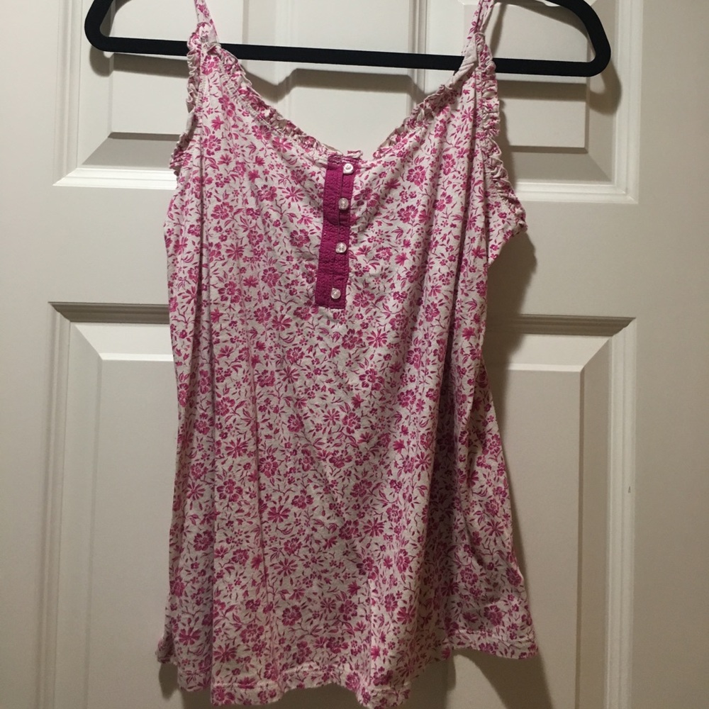 Pink floral ruffle tank
