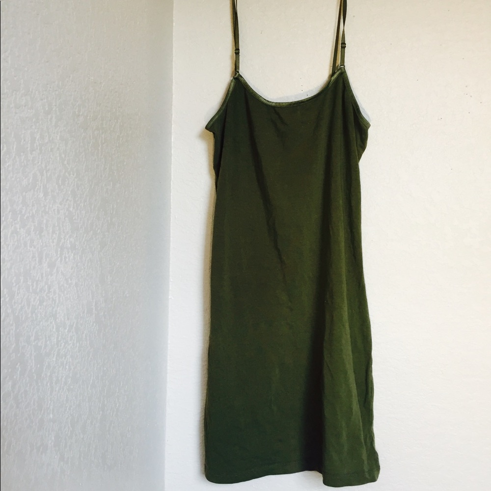 Long dark green tank top