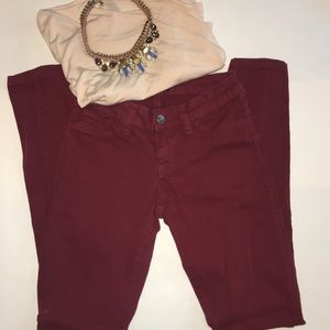 Burgundy skinny jeans