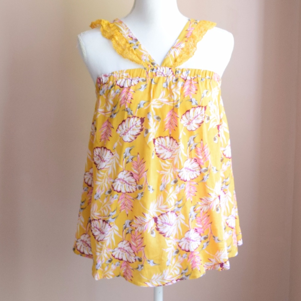 Sophie Rose Mustard Yellow Lace Trim Blouse