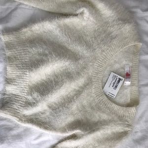 Crew neck fuzzy cropped AA sweater