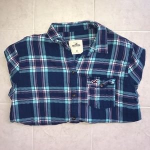 HOLLISTER Blue&Pink Button Down Plaid Shirt - XS