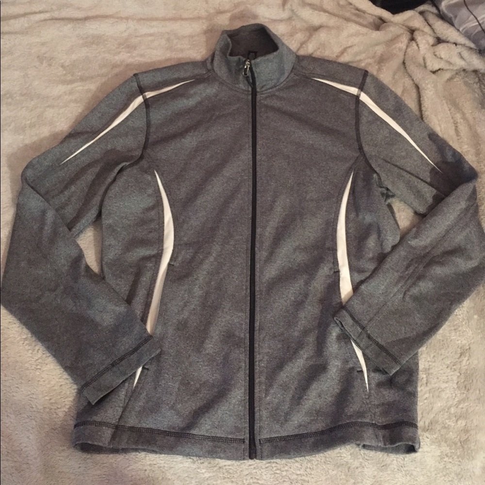 I.N.C grey and white zip up sweatshirt