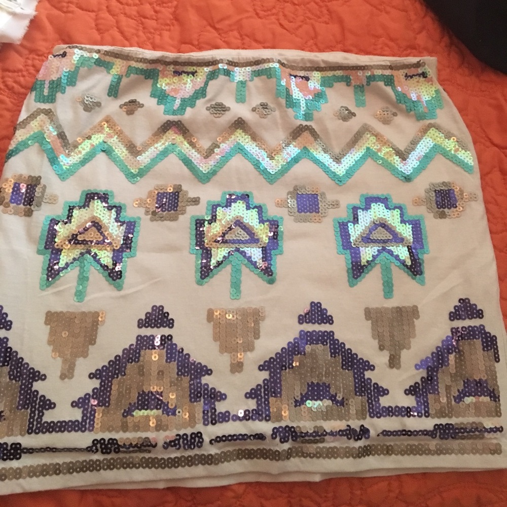Sequined Aztec Skirt