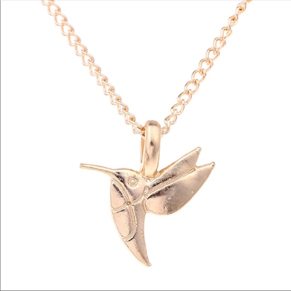 Dainty hummingbird necklace gold NWOT - Picture 2 of 3