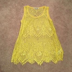 FOREVER 21 YELLOW LACE TANK