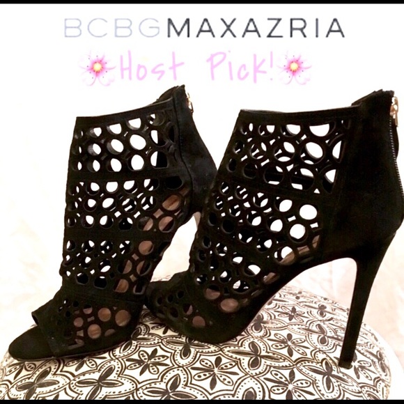 NWOB {BCBGMaxAzria} “Abay” Suede Cage Peep Toe Booties - Picture 7 of 8