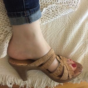 Vegan cork light brown tan clog sandals mules sz 7