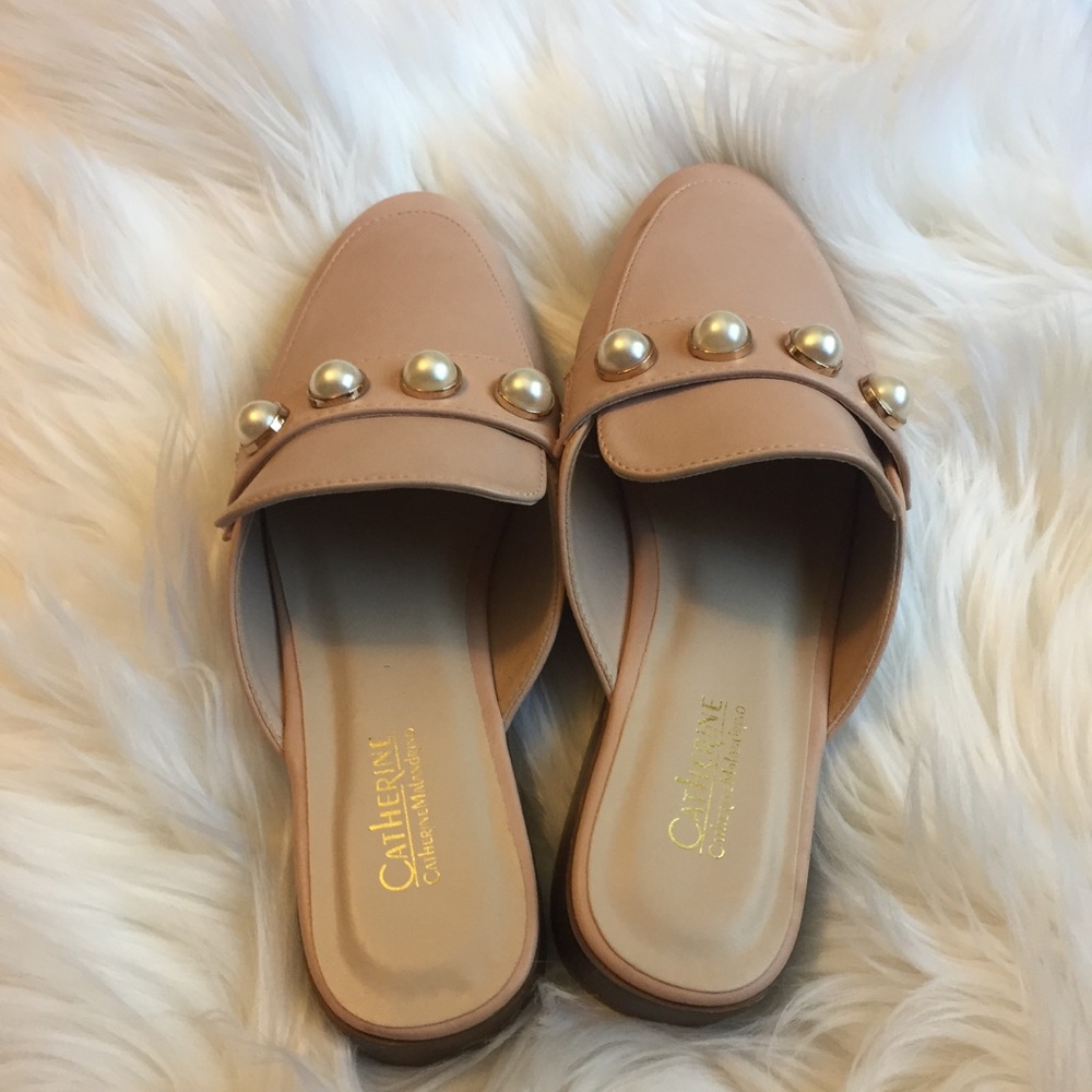 NEW Catherine Malandrino Pink Faux Pearl Mules - Picture 4 of 5