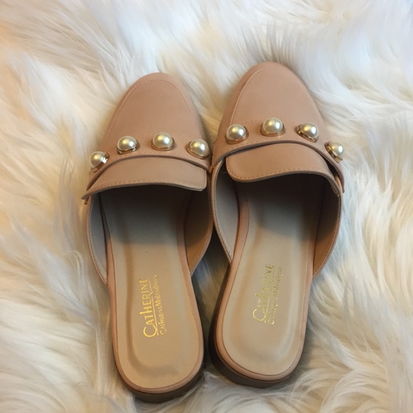 NEW Catherine Malandrino Pink Faux Pearl Mules - Picture 4 of 5