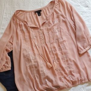 Sheer pink Lane Bryant Blouson Top
