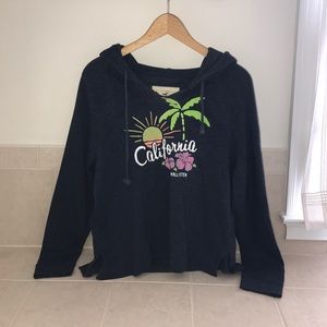 HOLLISTER Navy Blue Beach Logo Hoodie/Sweatshirt