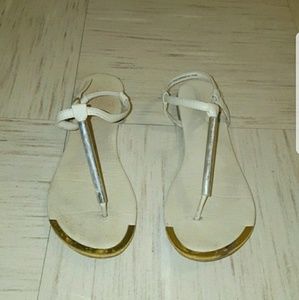 White Sandals W/ Gold Tip